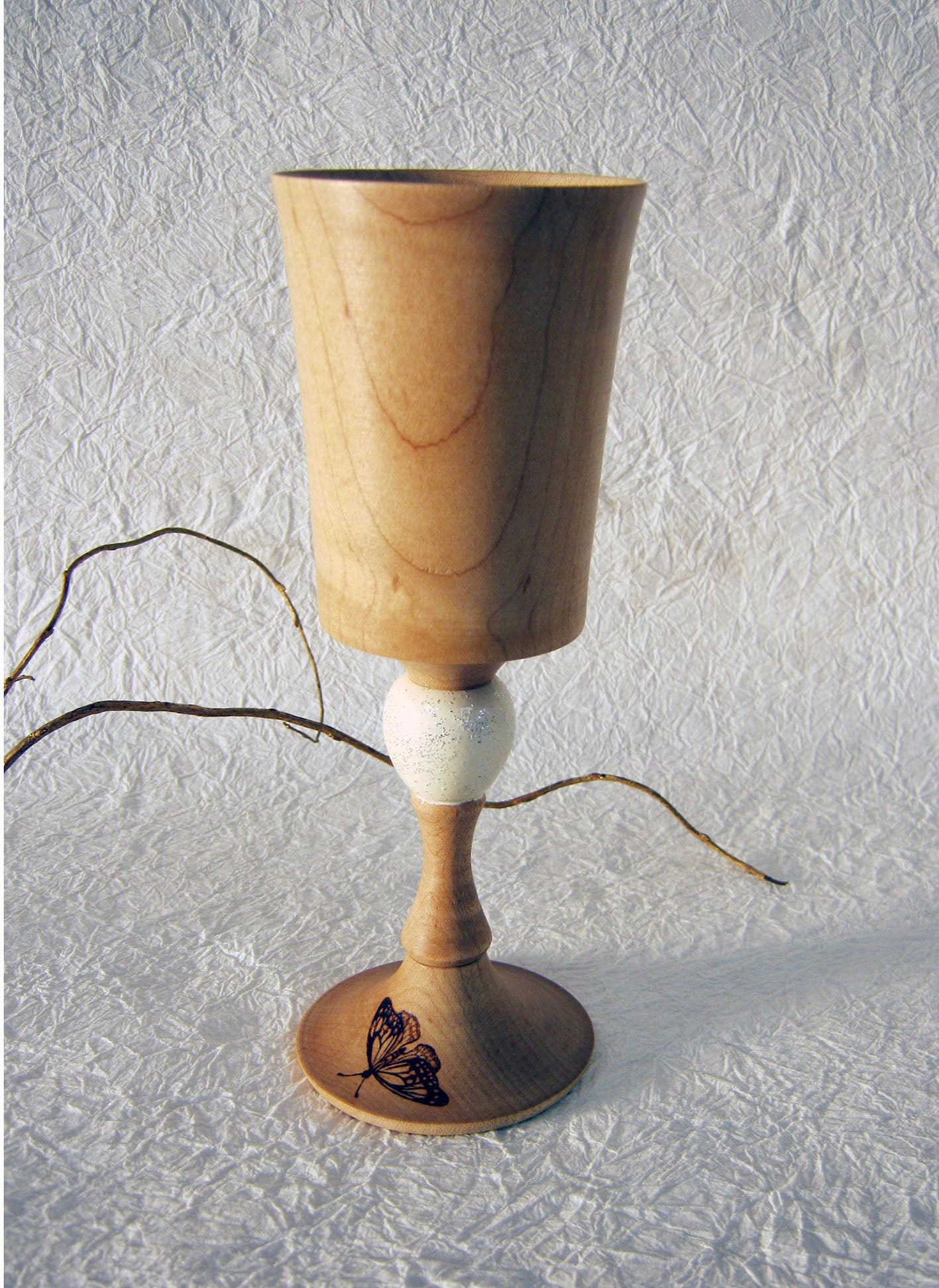 木製ワイングラス‐白 /Wooden wineglass-white